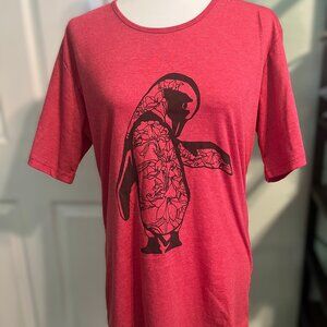 Adorable Penguin Print Tee by Track Back, Size L